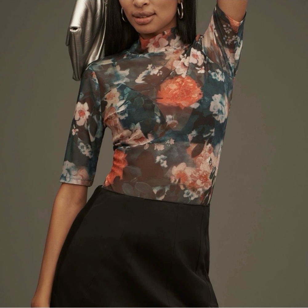 Anthropologie sheer floral top - size M